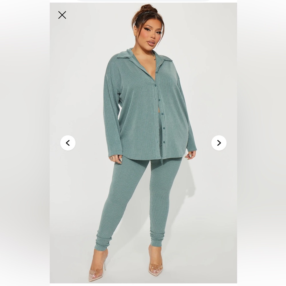 NWT Fashion Nova Maddie Ribbed Legging Set - Sage Size: 1X